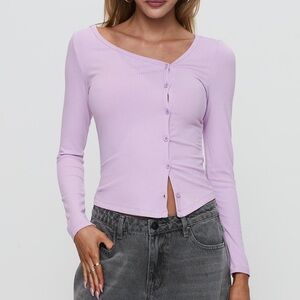 Princess Polly Lilac Button-Up Shirt